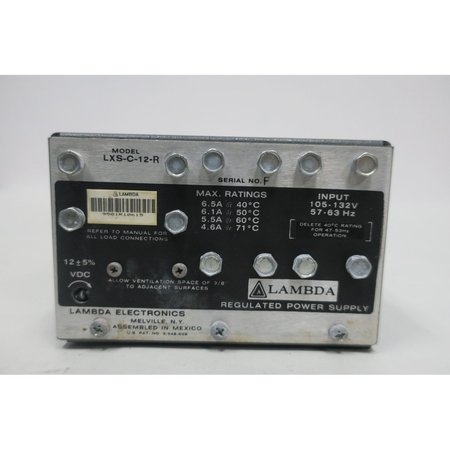 Lambda AC to DC Power Supply, 105 to 132V AC, 12V DC, 6.5A LXS-C-12-R